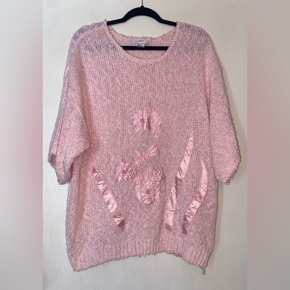 5/$20 Vtg floral pearl chunky sweater